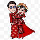 结婚季红色中国风婚礼Q版情侣4