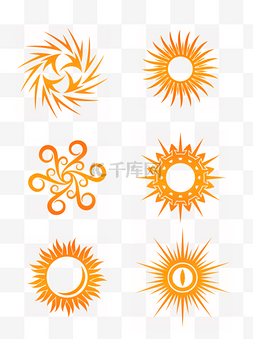 简约渐变色橙黄色太阳图腾设计元