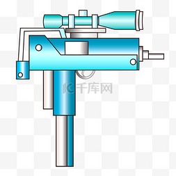 蓝色短小冲锋枪插画