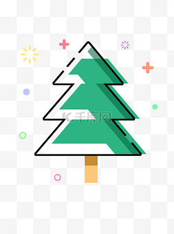 圣诞节MEB可爱极简扁平化风格雪树