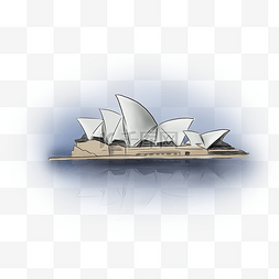 旅游季手绘悉尼歌剧院