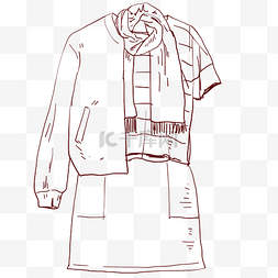 服装搭配图片_线描套装服饰插画