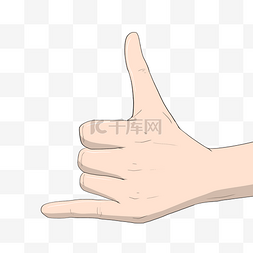 手势创意图片_手绘数字6的手势插画