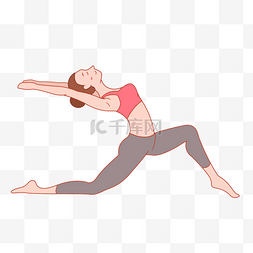 瑜伽动作图片_手绘运动健身瑜伽美少女
