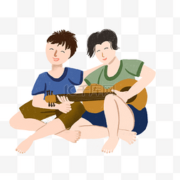 五四青年节插画图片_五四青年节弹吉他的青年免抠图