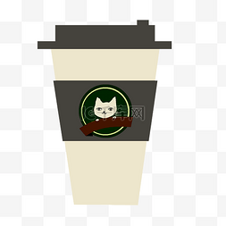 手绘奶茶杯图片_白色猫咪黑白色系奶茶饮料