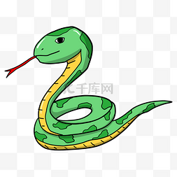 绿色的插画图片_绿色吐舌头的蛇插画