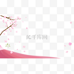 手绘日式风格粉红樱花边框
