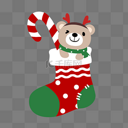 圣诞袜图片_新年圣诞节可爱圣诞袜小熊装饰图