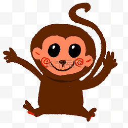猴子香蕉图片_猴子卖萌手绘插画
