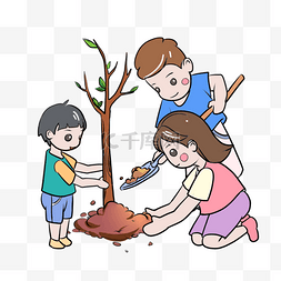 可爱植树节图片_植树节儿童插画可爱q版卡通手绘