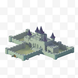 白色的方形宏伟城堡