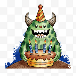 生日快乐图片_卡通手绘外星人过生日矢量素材