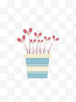 粉色温馨小清新图片_小清新植物盆栽插画扁平卡通可爱