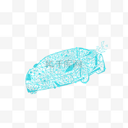 蓝色科技点线小汽车图形插画