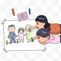 免抠下载图片_手绘卡通教孩子画画免费免抠下载