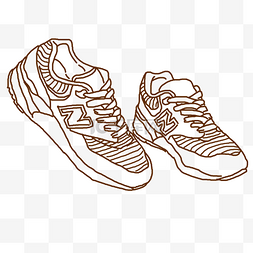 运动鞋黑色图片_线描运动鞋手绘