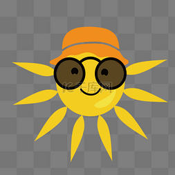 手绘带帽子墨镜太阳