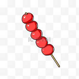 糖葫芦签子图片_新年红色的糖葫芦插画