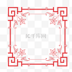 中国风图片_红色复古花纹边框