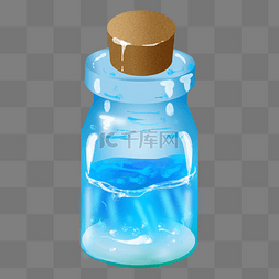 蓝色玻璃透明漂流瓶