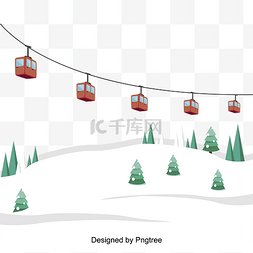 树，卡通树，树图片_卡通雪山缆车插图