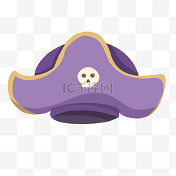 骷髅头卡通图片_手绘紫色骷髅头海盗帽