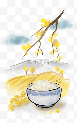 米饭图片_秋分秋收麦子和米饭