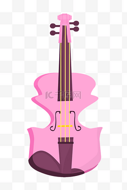 创意图片_手绘粉色的小提琴插画