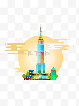 纽约图片_北美洲美国标志建筑帝国大厦矢量