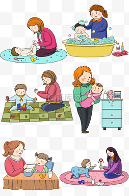 母婴合集手绘插画