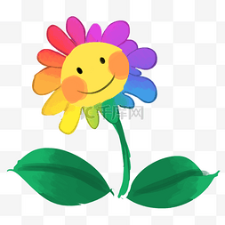 卡通彩色花朵图片_彩色植物向日葵花朵元素