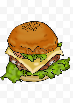 美食海报免费下载图片_手绘美食汉堡小清新风格