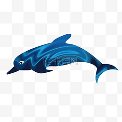 跃图片_卡通蓝色炫光水波可爱海豚