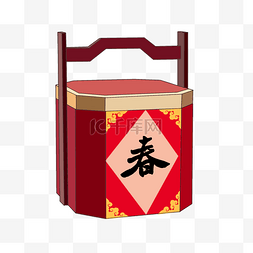 年货礼盒卡通图片_春节年货糖茶礼盒中式传统红色礼