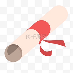 简历图片_用红色丝带卷起来的毕业证书