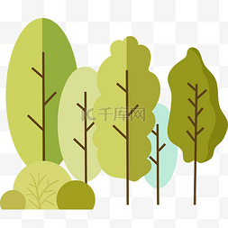 矢量树林植树绿色元素免费下载