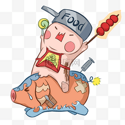 猪奔跑图片_春节金猪手绘插画