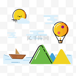 黄色的热气球图片_mbe风格户外山水风景