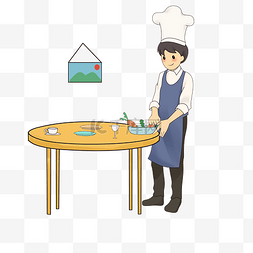 厨师比赛插画图片_厨师在烹饪卡通人物插画