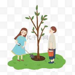 植树节设计图片_植树节和同学一起植树