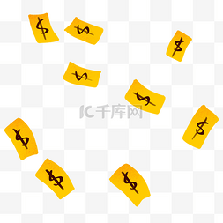 黄色创意纸币元素