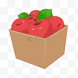 水果苹果图片_手绘新鲜一箱苹果插画