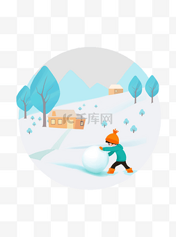 男孩打雪仗人物雪景