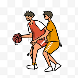 卡通矢量免抠扁平可爱打篮球的男