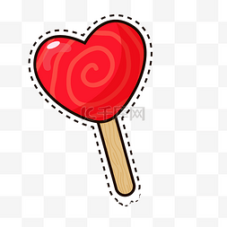 红色棒棒糖图片_卡通心形棒棒糖矢量爱心装饰图案