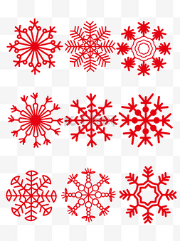 圣诞雪花红色图片_雪花矢量图标圣诞节红色冬季卡通