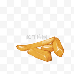 手绘零食小吃图片_黄色炸土豆薯条虾条零食小吃插画