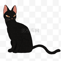 胡须图片_卡通手绘一只黑色的猫