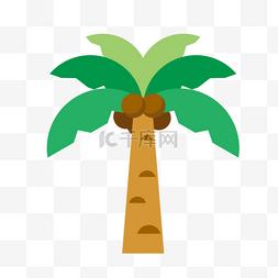 夏季卡通椰树图片_卡通绿色的椰子树插画